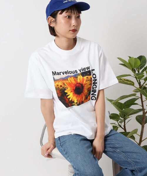 FFEIN(フェイン)の「【FFEIN(フェイン)】ひまわりアートフォトTシャツ / バックロゴ 短丈 Tシャツ クルーネック 半袖(Tシャツ/カットソー・メンズ・ブラック/ホワイト・SMALL/MEDIUM/LARGE)」の10枚目の写真