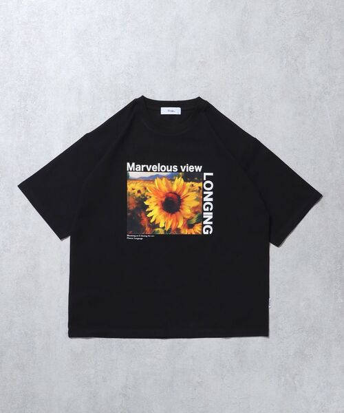 FFEIN(フェイン)の「【FFEIN(フェイン)】ひまわりアートフォトTシャツ / バックロゴ 短丈 Tシャツ クルーネック 半袖(Tシャツ/カットソー・メンズ・ブラック/ホワイト・SMALL/MEDIUM/LARGE)」の13枚目の写真