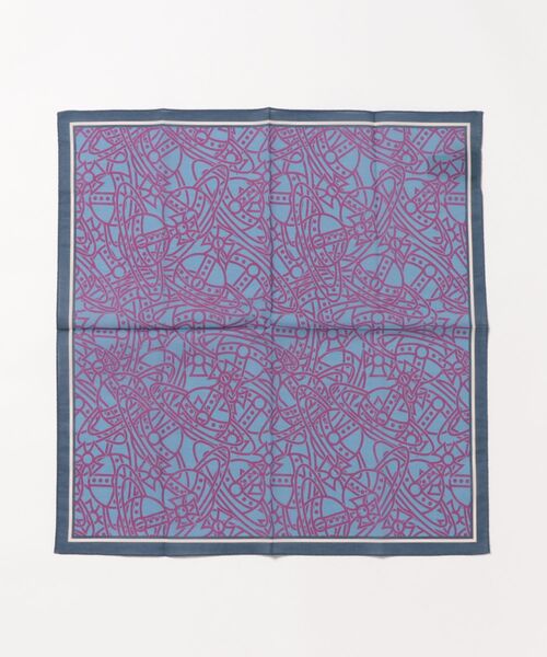 Vivienne Westwood(ヴィヴィアンウエストウッド)の「TANGLED ORB HANDKERCHIEF 48X48(バンダナ/スカーフ・レディース・ネイビー/イエロー系その他・FREE)」の1枚目の写真