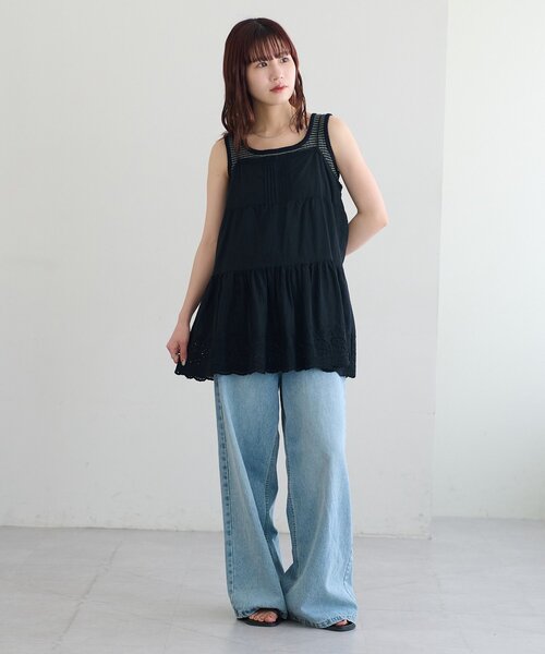 DISCOAT(ディスコート)の「【umm.】刺繍キャミチュニック(シャツ/ブラウス・レディース・ブラック/オフホワイト・FREE)」の19枚目の写真