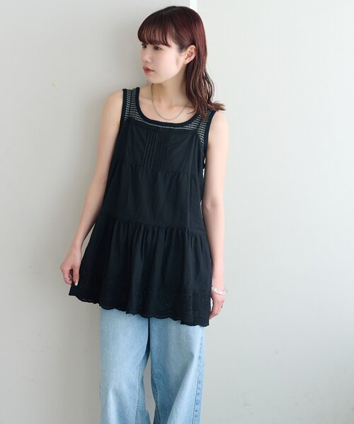 DISCOAT(ディスコート)の「【umm.】刺繍キャミチュニック(シャツ/ブラウス・レディース・ブラック/オフホワイト・FREE)」の21枚目の写真