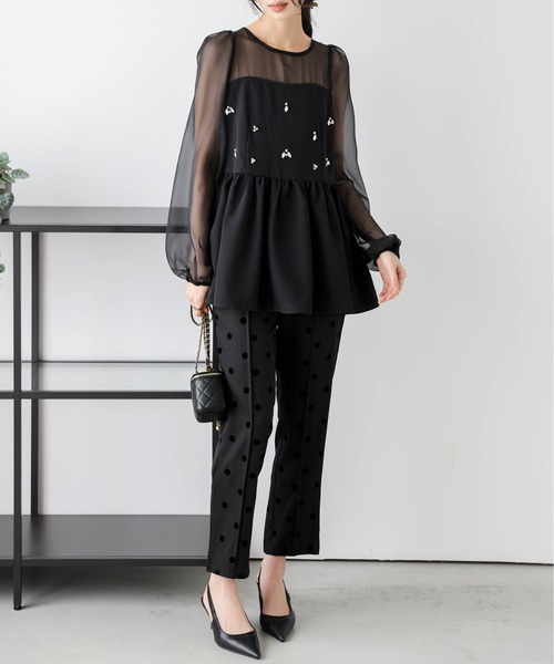 AMELY(エミリー)の「シアードッキング ビジューペプラムトップス(その他トップス・レディース・ブラック/ホワイト・フリー)」の17枚目の写真