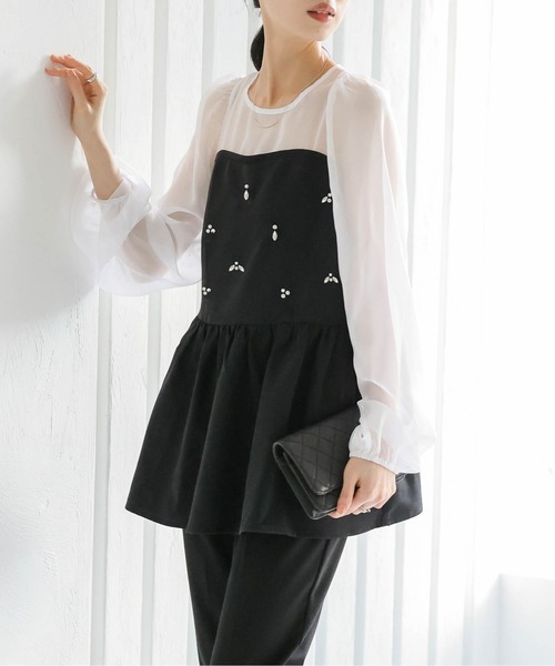 AMELY(エミリー)の「シアードッキング ビジューペプラムトップス(その他トップス・レディース・ブラック/ホワイト・フリー)」の5枚目の写真
