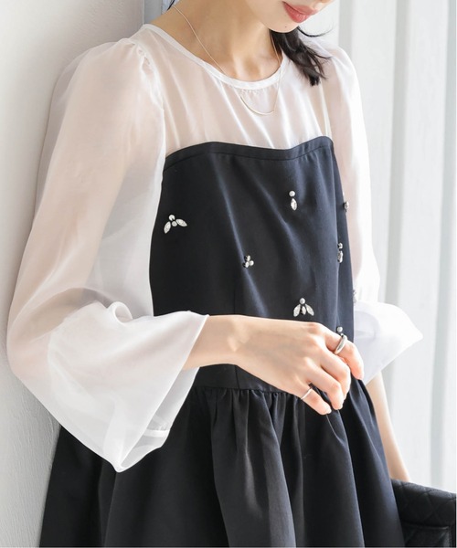 AMELY(エミリー)の「シアードッキング ビジューペプラムトップス(その他トップス・レディース・ブラック/ホワイト・フリー)」の9枚目の写真