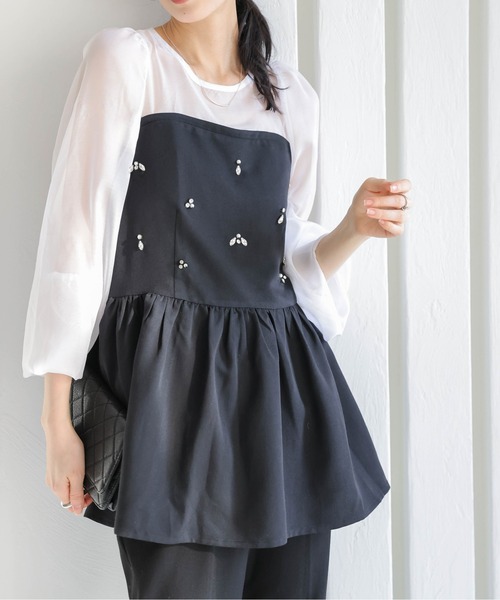 AMELY(エミリー)の「シアードッキング ビジューペプラムトップス(その他トップス・レディース・ブラック/ホワイト・フリー)」の10枚目の写真