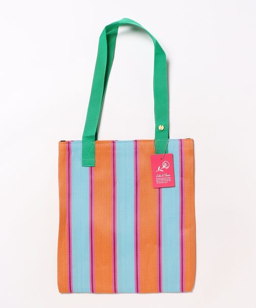 ムラサキスポーツ（ムラサキスポーツ）の「Lila&Fleur/リラアンドフルール トートバッグ Market Bag RF090（ショルダーバッグ・レディース・グリーン×ピンク/オレンジ系その他/ホワイト×ブラック/イエロー× ブルー・FREE）」の4枚目の写真