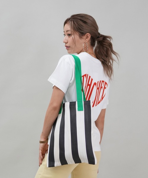 ムラサキスポーツ（ムラサキスポーツ）の「Lila&Fleur/リラアンドフルール トートバッグ Market Bag RF090（ショルダーバッグ・レディース・グリーン×ピンク/オレンジ系その他/ホワイト×ブラック/イエロー× ブルー・FREE）」の9枚目の写真