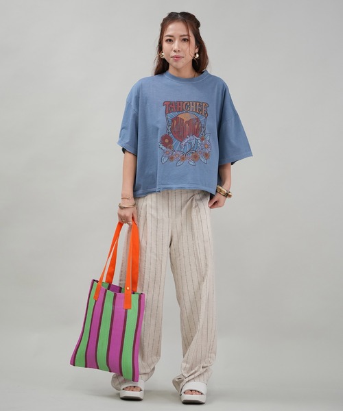 ムラサキスポーツ（ムラサキスポーツ）の「Lila&Fleur/リラアンドフルール トートバッグ Market Bag RF090（ショルダーバッグ・レディース・グリーン×ピンク/オレンジ系その他/ホワイト×ブラック/イエロー× ブルー・FREE）」の14枚目の写真