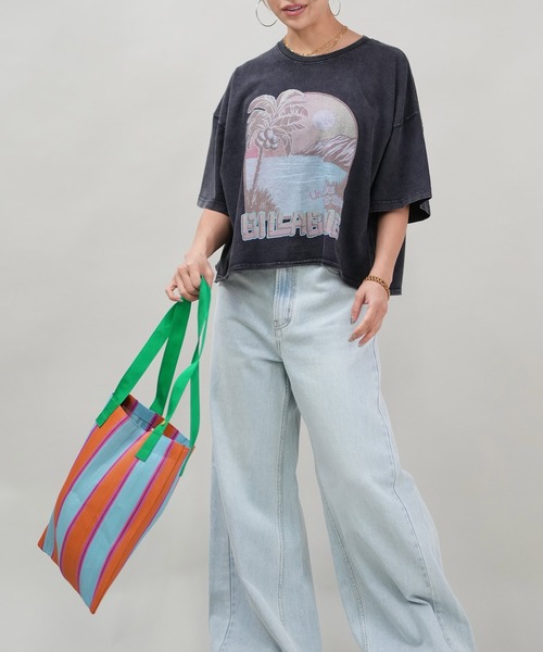 ムラサキスポーツ（ムラサキスポーツ）の「Lila&Fleur/リラアンドフルール トートバッグ Market Bag RF090（ショルダーバッグ・レディース・グリーン×ピンク/オレンジ系その他/ホワイト×ブラック/イエロー× ブルー・FREE）」の15枚目の写真