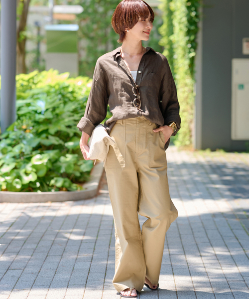 ブラウス シャツ 「手洗い可能」大人な抜け感を演出 No.66フレンチリネンビッグスキッパー レディース セール】【手洗い可能】大人な抜け感を演出◎ No.66フレンチ