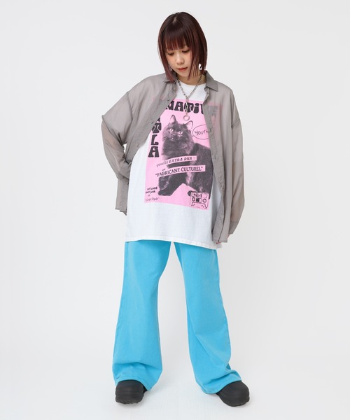 RNA(アールエヌエー)の「M2470 BLACK CAT プリントT(Tシャツ/カットソー・レディース・アッシュグレー/ホワイト×ピンク/ホワイト×パープル・MEDIUM)」の15枚目の写真