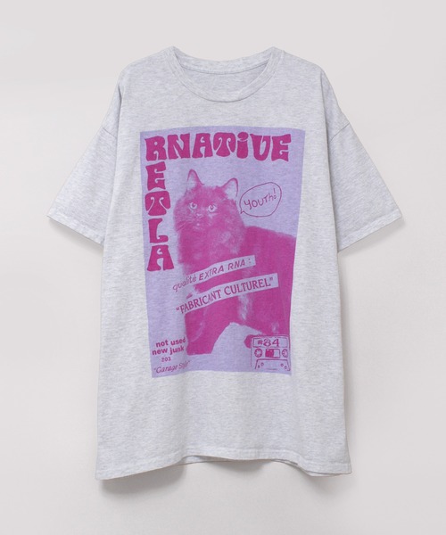 RNA(アールエヌエー)の「M2470 BLACK CAT プリントT(Tシャツ/カットソー・レディース・アッシュグレー/ホワイト×ピンク/ホワイト×パープル・MEDIUM)」の19枚目の写真