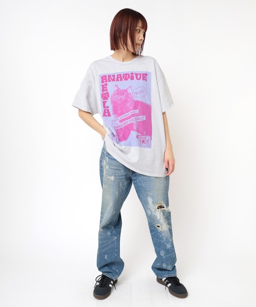 RNA(アールエヌエー)の「M2470 BLACK CAT プリントT(Tシャツ/カットソー・レディース・アッシュグレー/ホワイト×ピンク/ホワイト×パープル・MEDIUM)」の11枚目の写真
