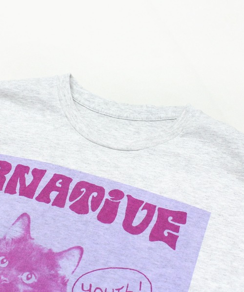 RNA(アールエヌエー)の「M2470 BLACK CAT プリントT(Tシャツ/カットソー・レディース・アッシュグレー/ホワイト×ピンク/ホワイト×パープル・MEDIUM)」の10枚目の写真