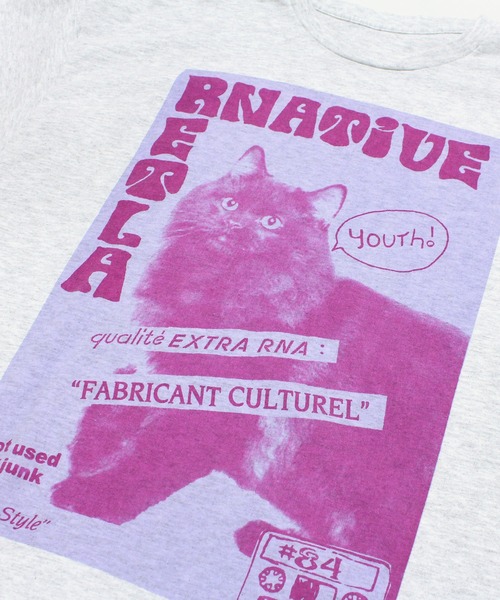 RNA(アールエヌエー)の「M2470 BLACK CAT プリントT(Tシャツ/カットソー・レディース・アッシュグレー/ホワイト×ピンク/ホワイト×パープル・MEDIUM)」の8枚目の写真