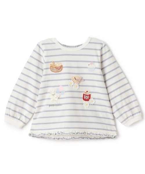 petit main（プティマイン）の「puputeteアップリケTシャツ（Tシャツ/カットソー・キッズ・モカ/オフホワイト/ライトピンク/ライトブルー・110cm/100cm/80ｃｍ/120cm/90cm/130cm）」の3枚目の写真