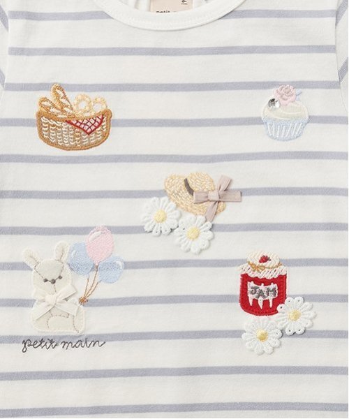 petit main（プティマイン）の「puputeteアップリケTシャツ（Tシャツ/カットソー・キッズ・モカ/オフホワイト/ライトピンク/ライトブルー・110cm/100cm/80ｃｍ/120cm/90cm/130cm）」の12枚目の写真