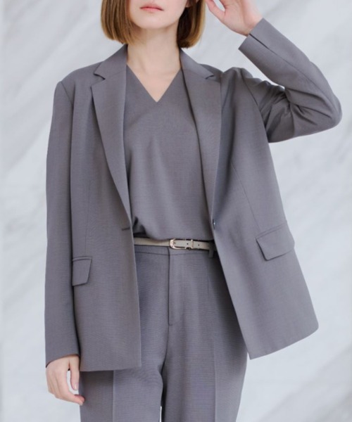 AOYAMA(アオヤマ)の「【時短!センスアップも◎】涼しく着れる!着回し力バツグン◎テーラードジャケット|オフィス・通勤・オケージョン|頼れるセットアップ◎セットアップ着用可|(スーツジャケット・レディース・グレー・S/M/L/LL)」の20枚目の写真