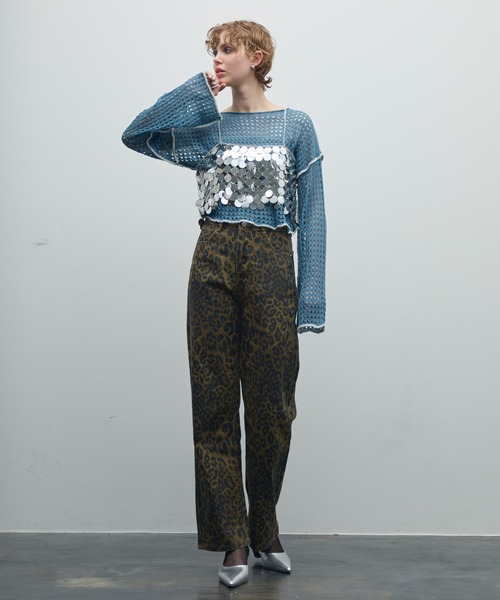 uyu.（ウユ）の「パイピングメッシュニットプルオーバー（Tシャツ/カットソー・レディース・ブルー/ブラック/ベージュ・FREE）」の7枚目の写真