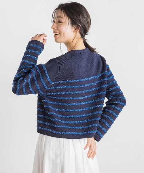Droite lautreamont(ドロワットロートレアモン)の「バタフライヤーンニットジャケット(カーディガン/ボレロ・レディース・ダークネイビー/アイボリー/オフホワイト・M)」の10枚目の写真