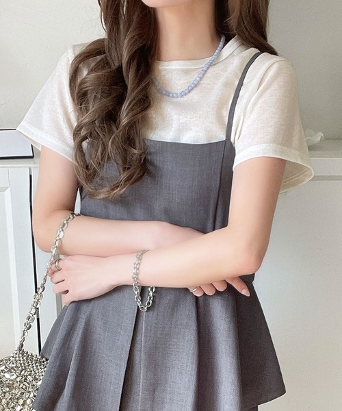 classicalelf(クラシカルエルフ)の「さりげなく輝くラメが主役。ラメ入りショート丈Tシャツ(半袖)(Tシャツ/カットソー・レディース・シルバー/ブラック/ホワイト/チャコール・LARGE/MEDIUM/SMALL/X-LARGE)」の8枚目の写真