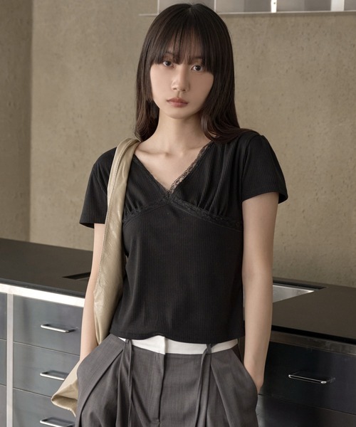セール】【UNE ORIGINAL】バレエコアラブリーレース半袖Tシャツ