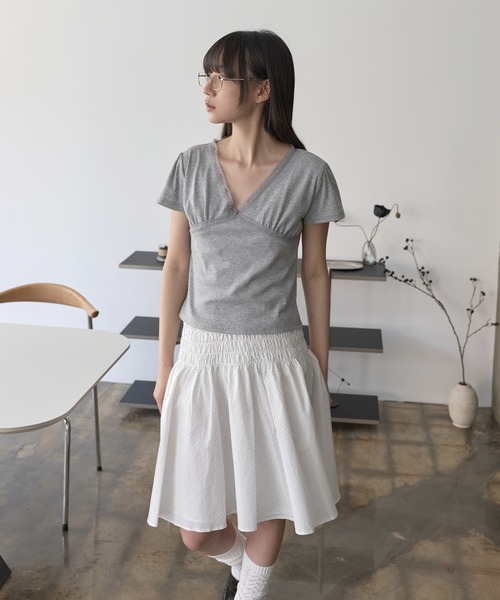 UNE MANSION(ユヌマンション)の「【UNE ORIGINAL】バレエコアラブリーレース半袖Tシャツカットソー(Tシャツ/カットソー・レディース・グレー/ブラック/ホワイト・SMALL/MEDIUM)」の22枚目の写真