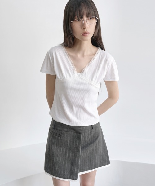 UNE MANSION(ユヌマンション)の「【UNE ORIGINAL】バレエコアラブリーレース半袖Tシャツカットソー(Tシャツ/カットソー・レディース・グレー/ブラック/ホワイト・SMALL/MEDIUM)」の19枚目の写真