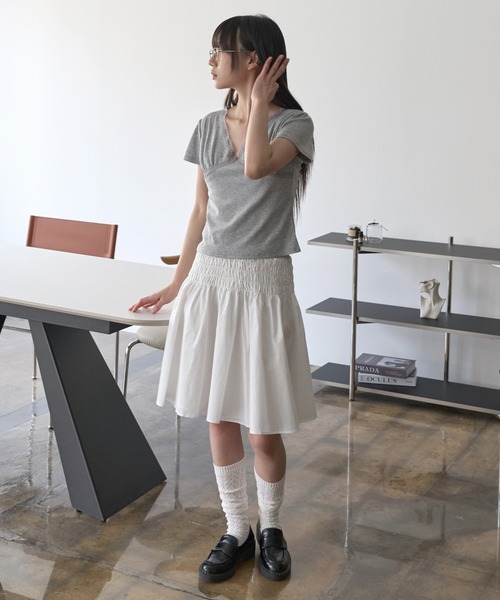 UNE MANSION(ユヌマンション)の「【UNE ORIGINAL】バレエコアラブリーレース半袖Tシャツカットソー(Tシャツ/カットソー・レディース・グレー/ブラック/ホワイト・SMALL/MEDIUM)」の15枚目の写真