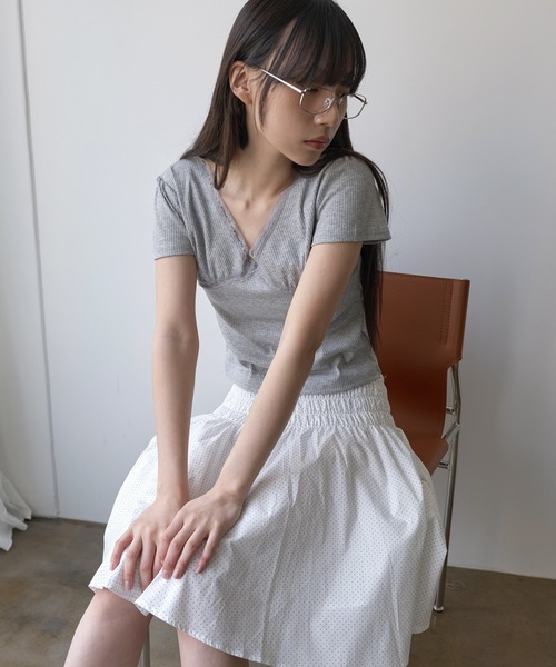 UNE MANSION(ユヌマンション)の「【UNE ORIGINAL】バレエコアラブリーレース半袖Tシャツカットソー(Tシャツ/カットソー・レディース・グレー/ブラック/ホワイト・SMALL/MEDIUM)」の13枚目の写真