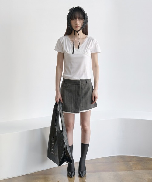 UNE MANSION(ユヌマンション)の「【UNE ORIGINAL】バレエコアラブリーレース半袖Tシャツカットソー(Tシャツ/カットソー・レディース・グレー/ブラック/ホワイト・SMALL/MEDIUM)」の12枚目の写真