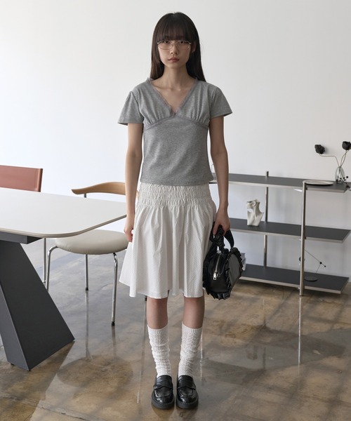 UNE MANSION(ユヌマンション)の「【UNE ORIGINAL】バレエコアラブリーレース半袖Tシャツカットソー(Tシャツ/カットソー・レディース・グレー/ブラック/ホワイト・SMALL/MEDIUM)」の6枚目の写真