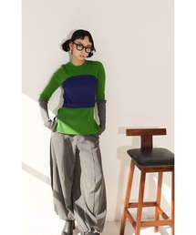 OMMO ニット フリーサイズ CIRCLE LAYERED DOCKING KNIT TOP（ニット/セーター）｜OMMO