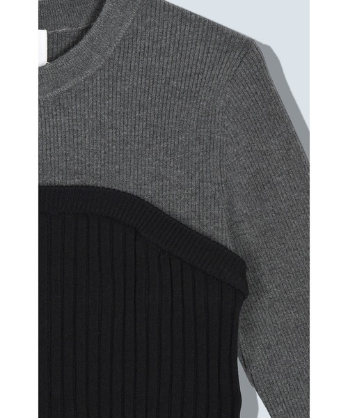 セール】BUSTIER LAYERED BLOCKING KNIT（ニット/セーター