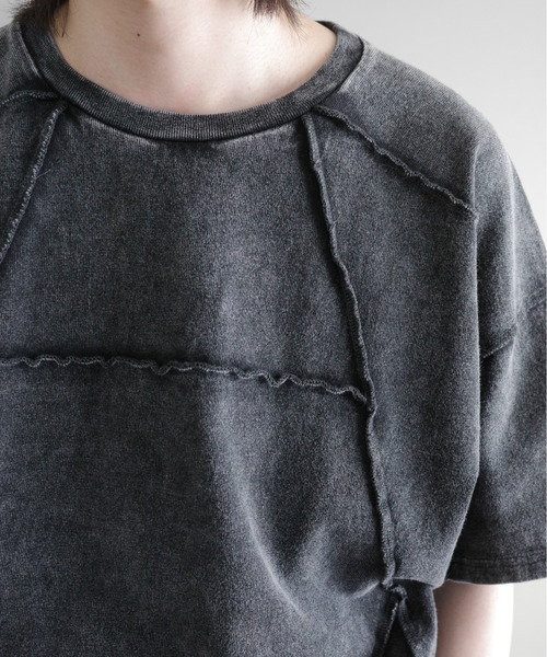 KUUUPY（クーピー）の「Chemical Wash Panel T-Shirt - ケミカル切り替えTシャツ（Tシャツ/カットソー・メンズ・ブラック/グレイッシュベージュ・LARGE/MEDIUM/SMALL）」の9枚目の写真