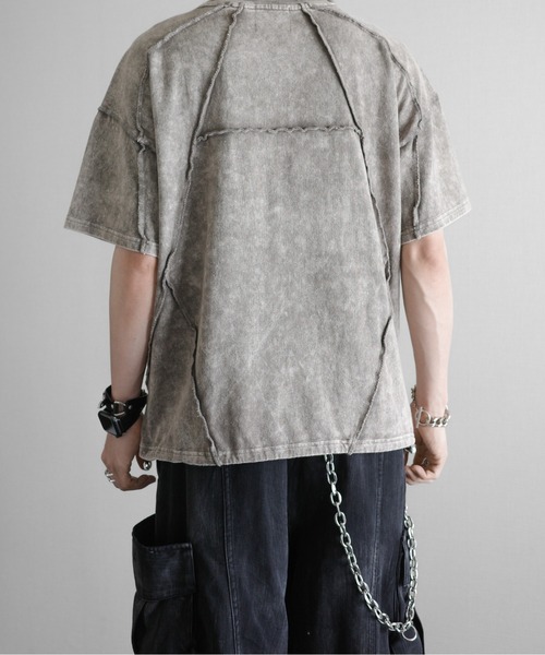 KUUUPY（クーピー）の「Chemical Wash Panel T-Shirt - ケミカル切り替えTシャツ（Tシャツ/カットソー・メンズ・ブラック/グレイッシュベージュ・LARGE/MEDIUM/SMALL）」の22枚目の写真