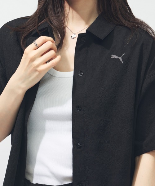 PUMA(プーマ)の「プーマ PUMA SUMMER SS シアサッカー シャツ(シャツ/ブラウス・レディース・ブラック/グリーン/ホワイト・S/M/L)」の5枚目の写真