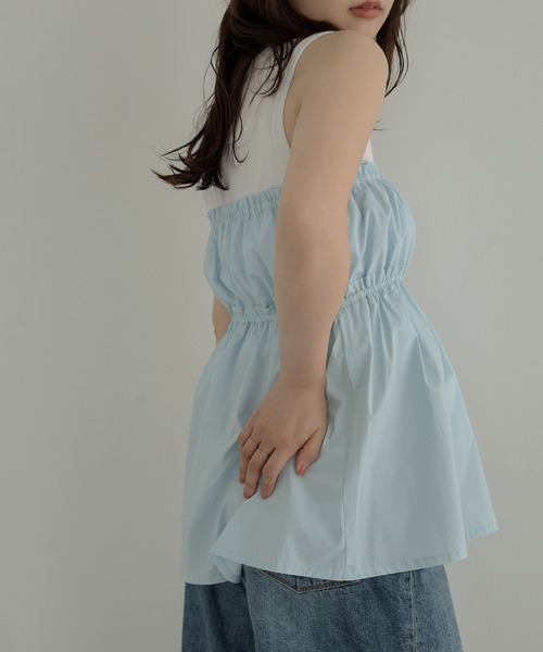 セール】ペプラムリボンキャミソールビスチェトップス