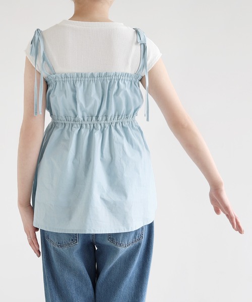 セール】ペプラムリボンキャミソールビスチェトップス