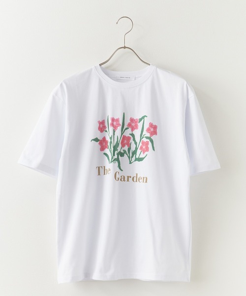 セール】Short-sleeved T-shirt with flower motif print