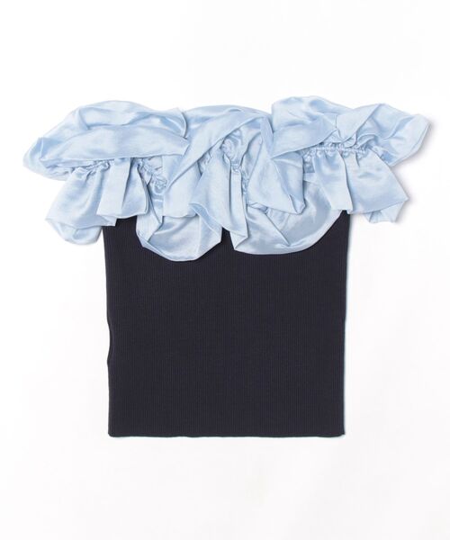 LILY BROWN（リリーブラウン）の「デコラティブオフショルニットトップス（ニット/セーター・レディース・ネイビー/ホワイト/ブラック・FREE）」の4枚目の写真