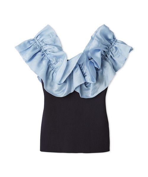 LILY BROWN（リリーブラウン）の「デコラティブオフショルニットトップス（ニット/セーター・レディース・ネイビー/ホワイト/ブラック・FREE）」の3枚目の写真