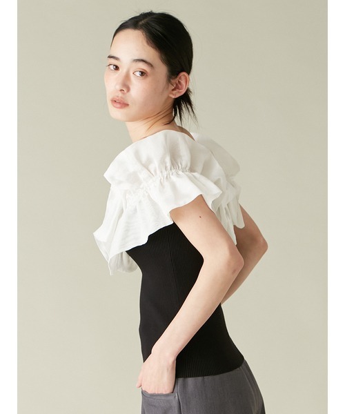 LILY BROWN（リリーブラウン）の「デコラティブオフショルニットトップス（ニット/セーター・レディース・ネイビー/ホワイト/ブラック・FREE）」の7枚目の写真