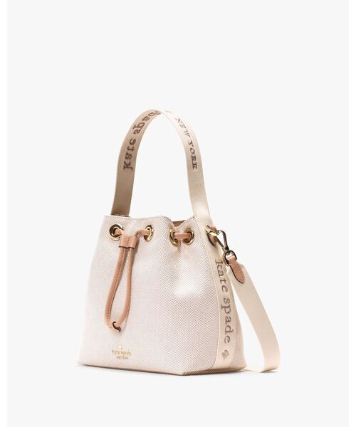 [最終価格]Kate Spade ホワイト バケツバッグ セール】キップ キャンバス スモール バケツ バッグ