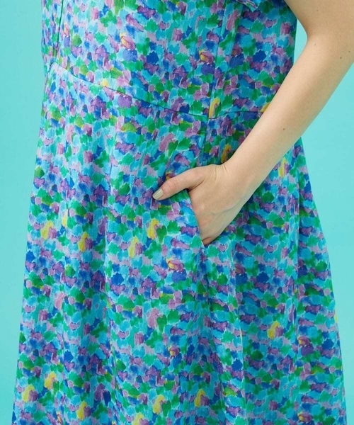 Jocomomola（ホコモモラ）の「Verde esmeralda リネンプリントワンピース（ワンピース・レディース・オレンジ/ブルー・40）」の7枚目の写真