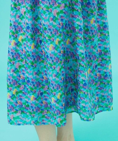 Jocomomola（ホコモモラ）の「Verde esmeralda リネンプリントワンピース（ワンピース・レディース・オレンジ/ブルー・40）」の8枚目の写真