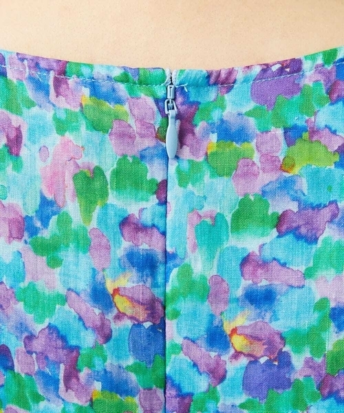 Jocomomola（ホコモモラ）の「Verde esmeralda リネンプリントワンピース（ワンピース・レディース・オレンジ/ブルー・40）」の9枚目の写真