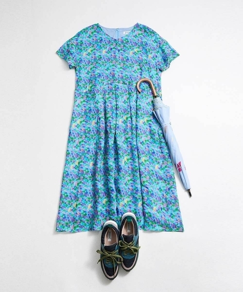 Jocomomola（ホコモモラ）の「Verde esmeralda リネンプリントワンピース（ワンピース・レディース・オレンジ/ブルー・40）」の15枚目の写真