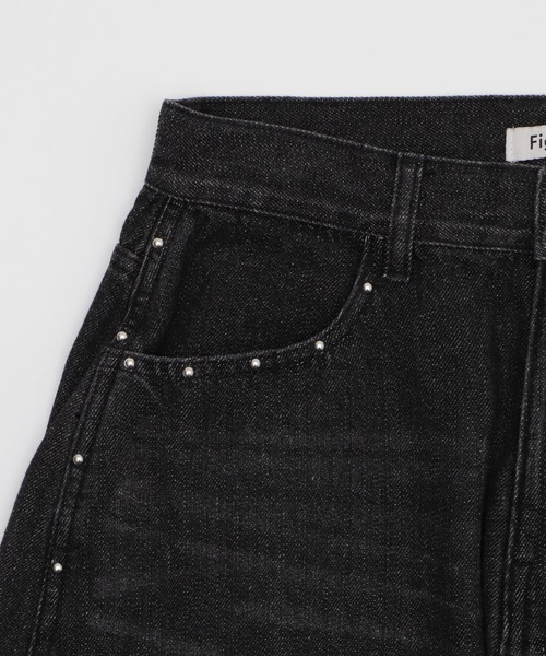Figments（フィグメンツ）の「スタッズバレルデニム（デニムパンツ・レディース・ライトブルー/ブラック・SMALL/MEDIUM/LARGE）」の13枚目の写真