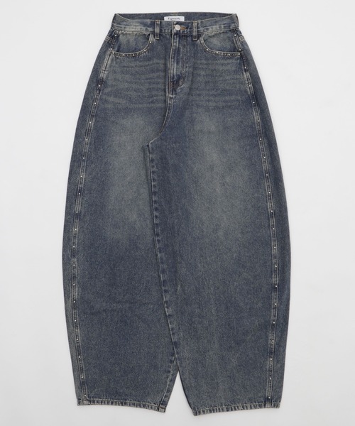 Figments（フィグメンツ）の「スタッズバレルデニム（デニムパンツ・レディース・ライトブルー/ブラック・SMALL/MEDIUM/LARGE）」の17枚目の写真